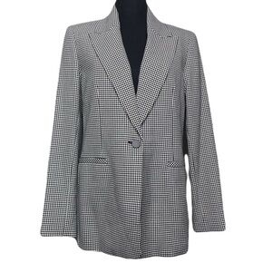 Karl Lagerfeld Paris Women's Black Houndstooth-Print Blazer Jacket Size 6 EUC